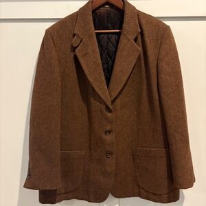 Vtg L.L. Bean Wool Herringbone Tweed Blazer Thinsulate Quilted 20 Petite USA